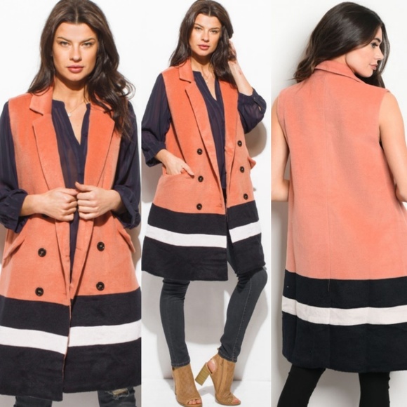 5🌟Peach Black Fall Vest - Picture 2 of 4